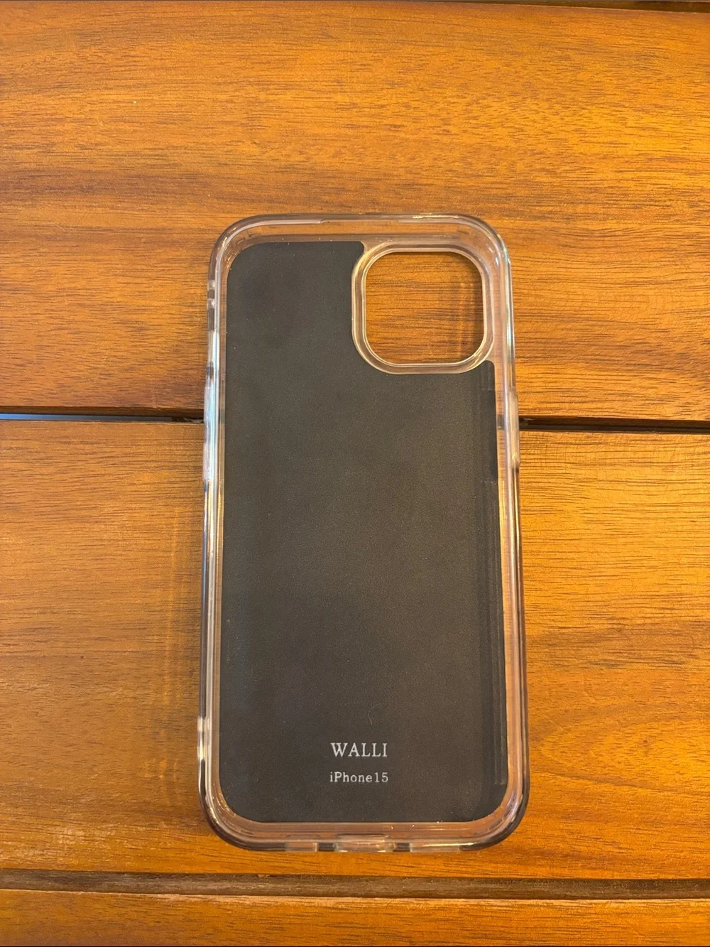 Walli iPhone 15 - Floral Black & Pink Protective Phone Case with Card Slot